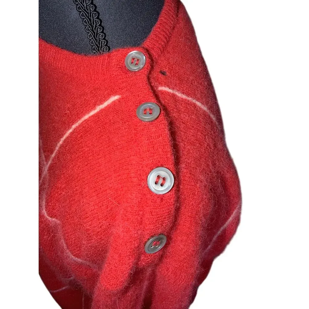 Vintage 80s Liz Claiborne red sweater skirt set Lambswool angora rabbit hair S